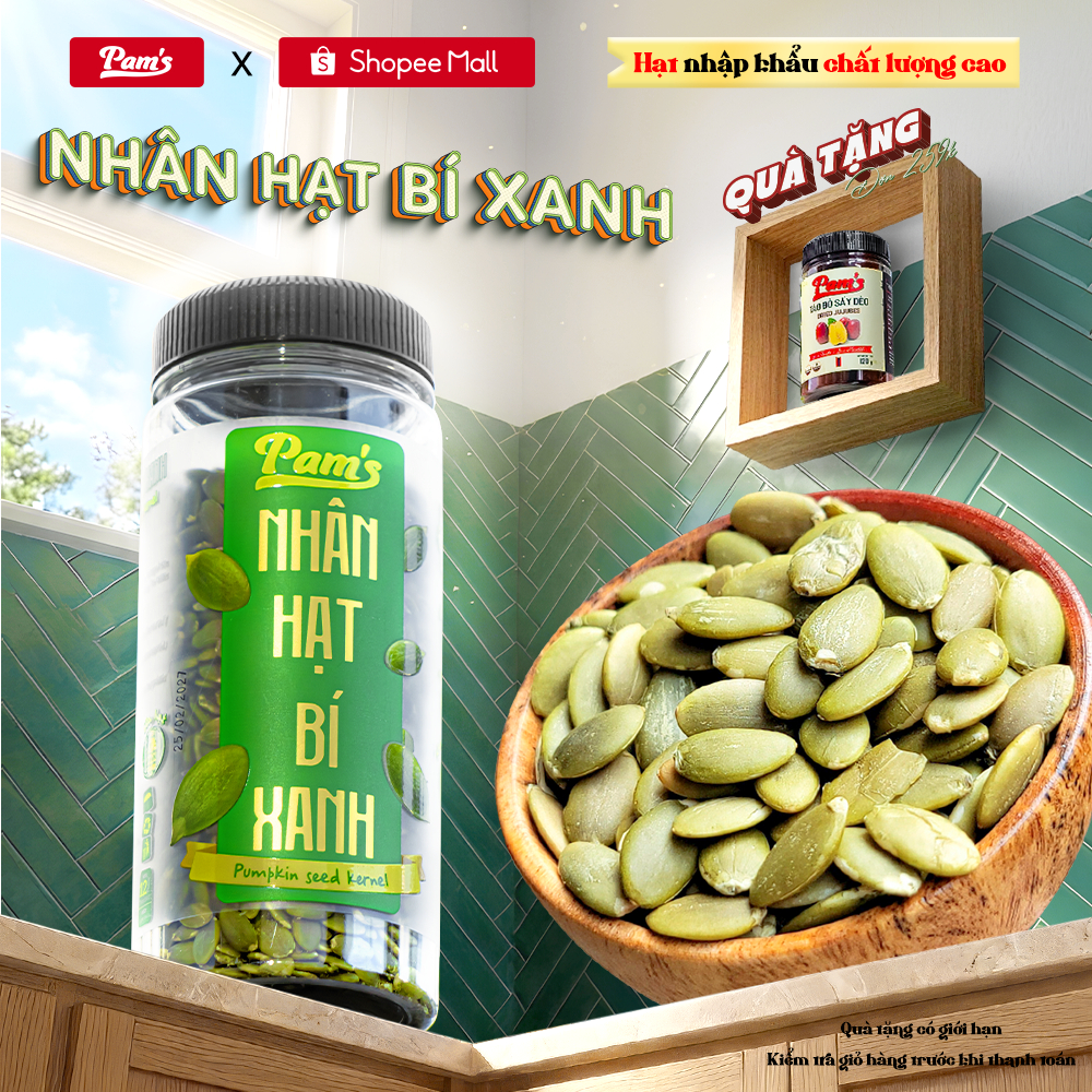 Nhân Hạt Bí Xanh Nhập Khẩu Mỹ Pams 300g/hũ - Rang Nguyên Vị, Dùng Ăn Vặt