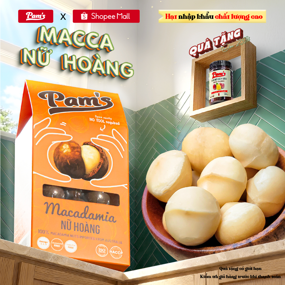 Hạt Macca Cao Cấp Size Jumbo Pams 250g/hộp, Macca Úc Tách Tay Đơn Giản