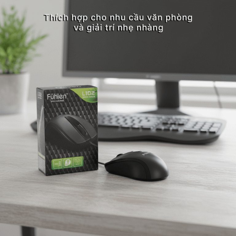 Chuột Máy Tính Fuhlen L102 USB 1000DPI Màu Đen Có Dây Cho Văn Phòng Laptop Bền Tới 3 Triệu Click | BigBuy360 - bigbuy360.vn