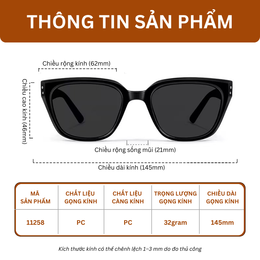 Kính Mát Vuông MOCO Cao Cấp Chống Tia UV400, Gọng Nhựa Cao Cấp, Phong Cách Trẻ Trung Unisex-Mã 11258