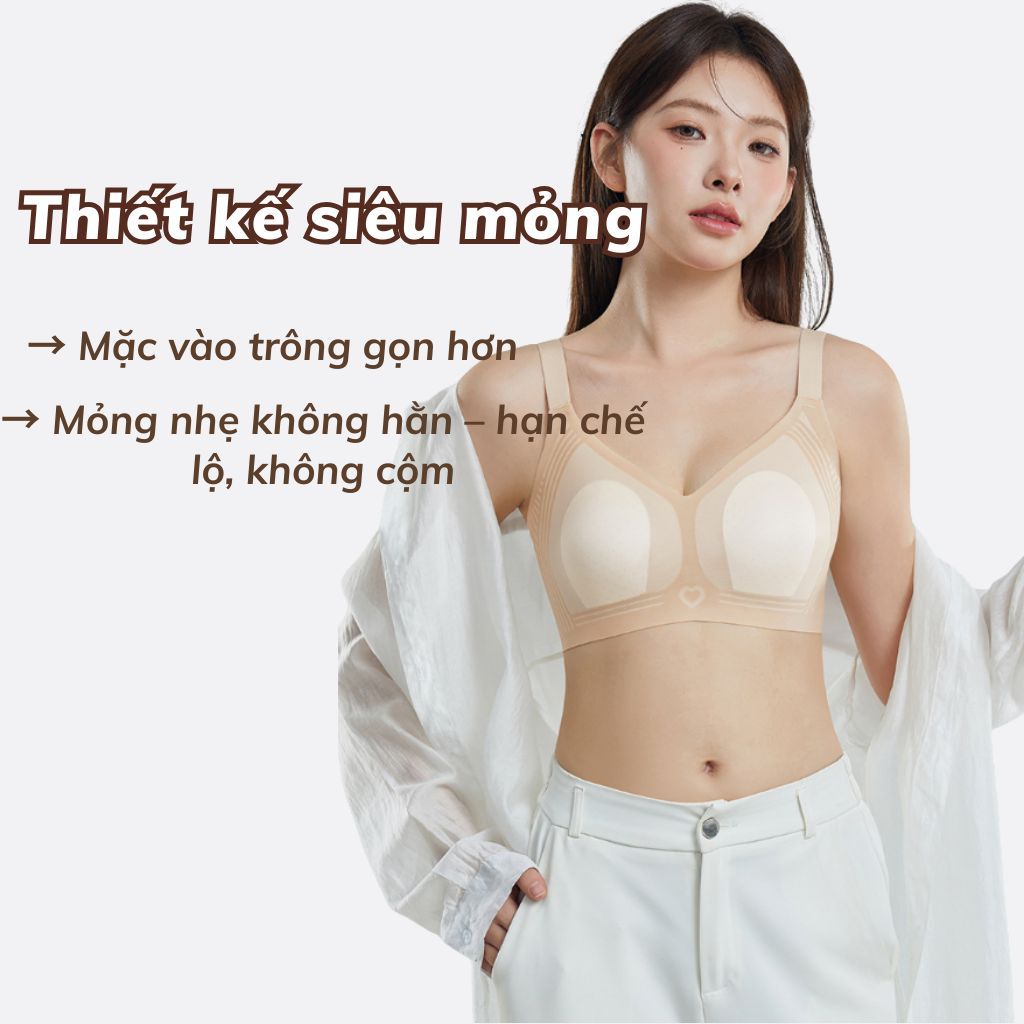 Áo ngực nữ su đúc mềm mại đệm mút mỏng nhẹ thoáng khí dây bảng to kiểu dáng basic cá tính LANIXA A02