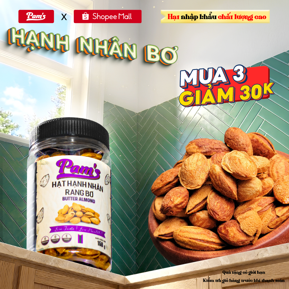 Hạnh Nhân Rang Bơ Nhập Khẩu Mỹ Pams 150g/hũ
