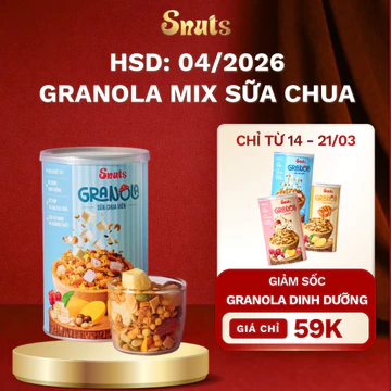 [HSD 4/2026] Granola Siêu Hạt Sữa Chua Sấy SNUTS Ngũ Cốc Dinh Dưỡng Mix 10 Loại Ăn Sáng, Ăn Kiêng Healthy 300G