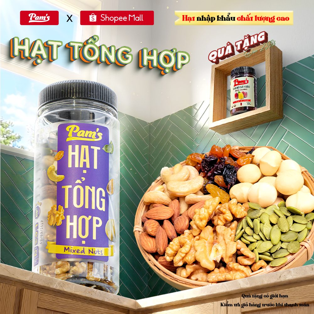 Hạt Dinh Dưỡng Mix 6 Loại Pams 540g - Granola Siêu Hạt Có Macca, Ngũ cốc Ăn Kiêng Giảm Cân Nhập Khẩu