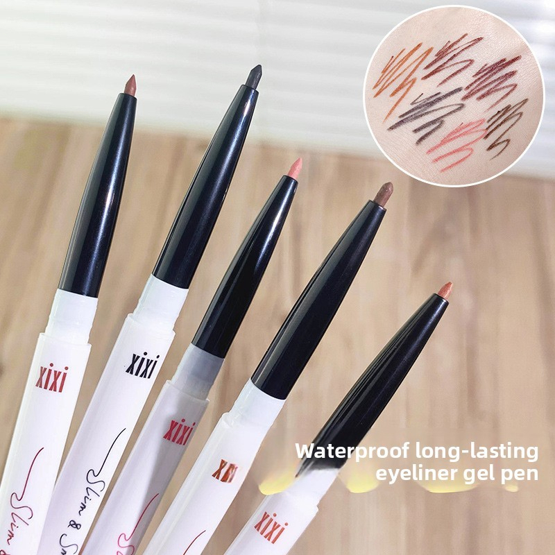 XIXI Bút Chì Kẻ Mắt Siêu Mỏng 0.8mm, Chống Nhòe, Màu Trắng/Nâu, Dễ Dùng Cho Người Mới D515