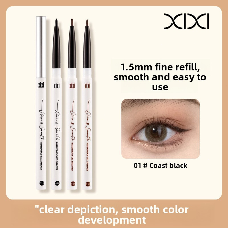 XIXI Bút Chì Kẻ Mắt Siêu Mỏng 0.8mm, Chống Nhòe, Màu Trắng/Nâu, Dễ Dùng Cho Người Mới D515