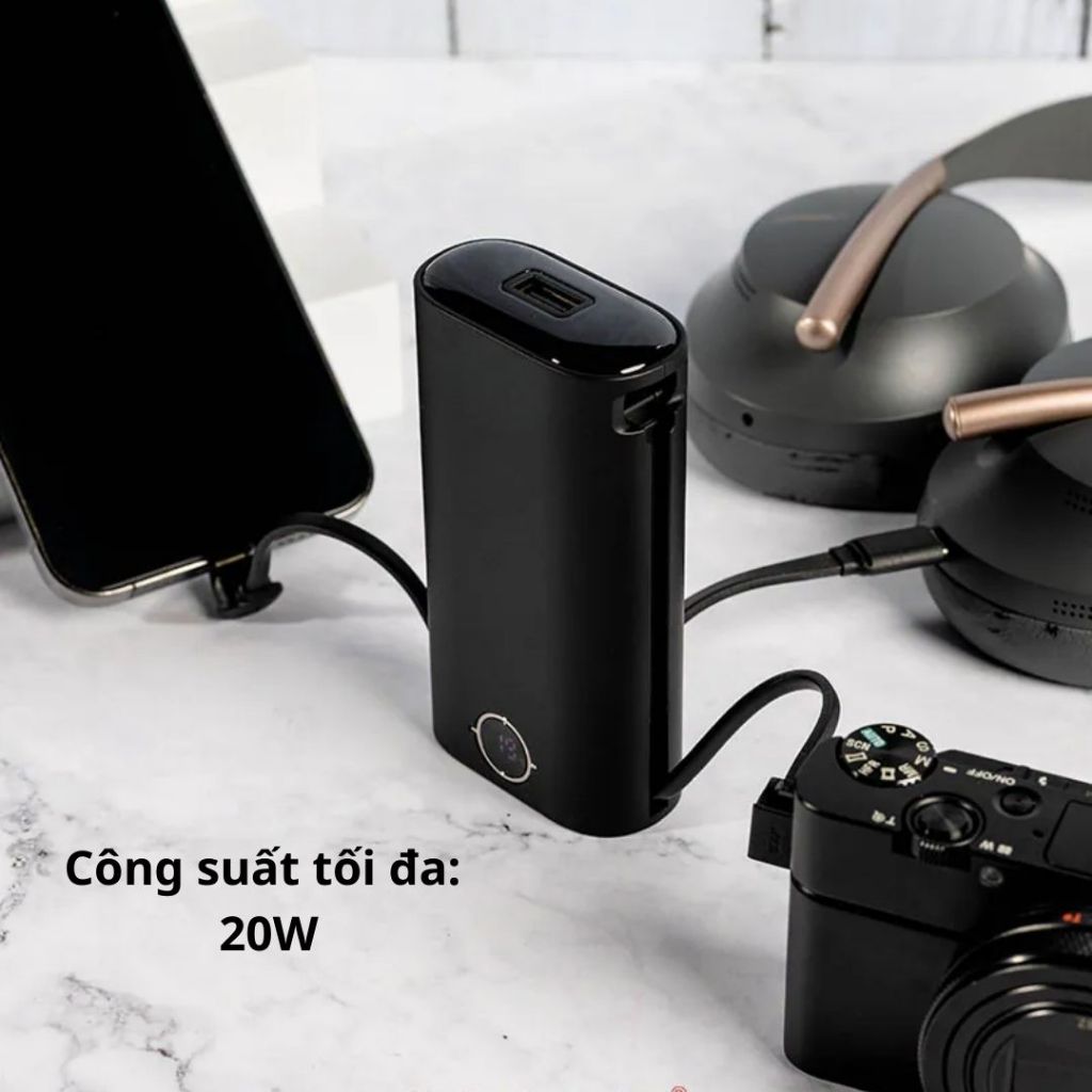 (Nobox) Pin sạc dự phòng 9000mAh iW DBL10000S, Sạc Nhanh 20W, 2 Cổng sạc, Tích hợp 3 cáp sạc tiện lợi - levu01, lỗ vũ | BigBuy360 - bigbuy360.vn