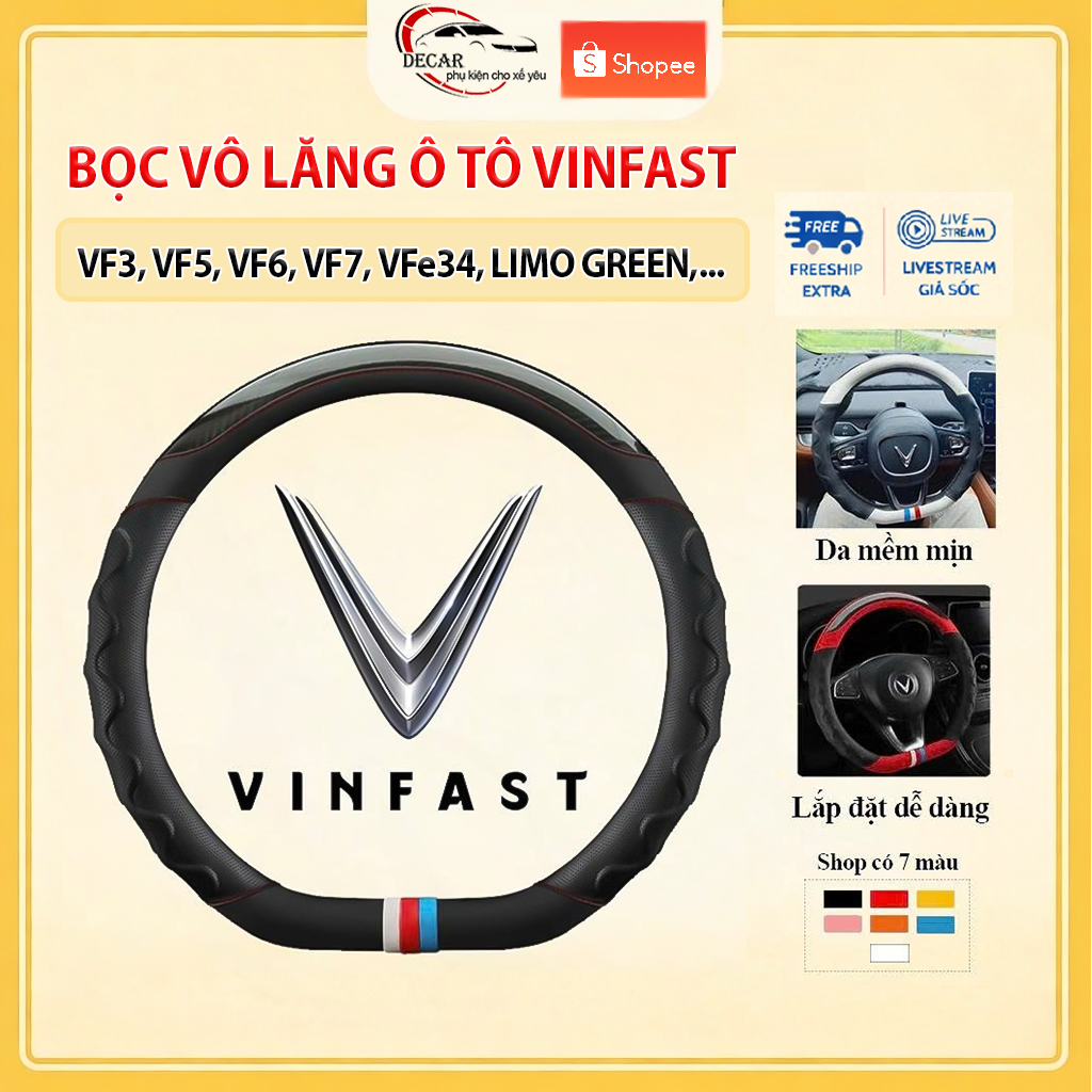 Bọc Vô Lăng Ô Tô DCUT Cho Xe Vinfast VF3 VF5 VF6 VF7 VF8 VF9 VFe34 Phong Cách Thể Thao Chống Trượt Bảo Vệ Vô Lăng