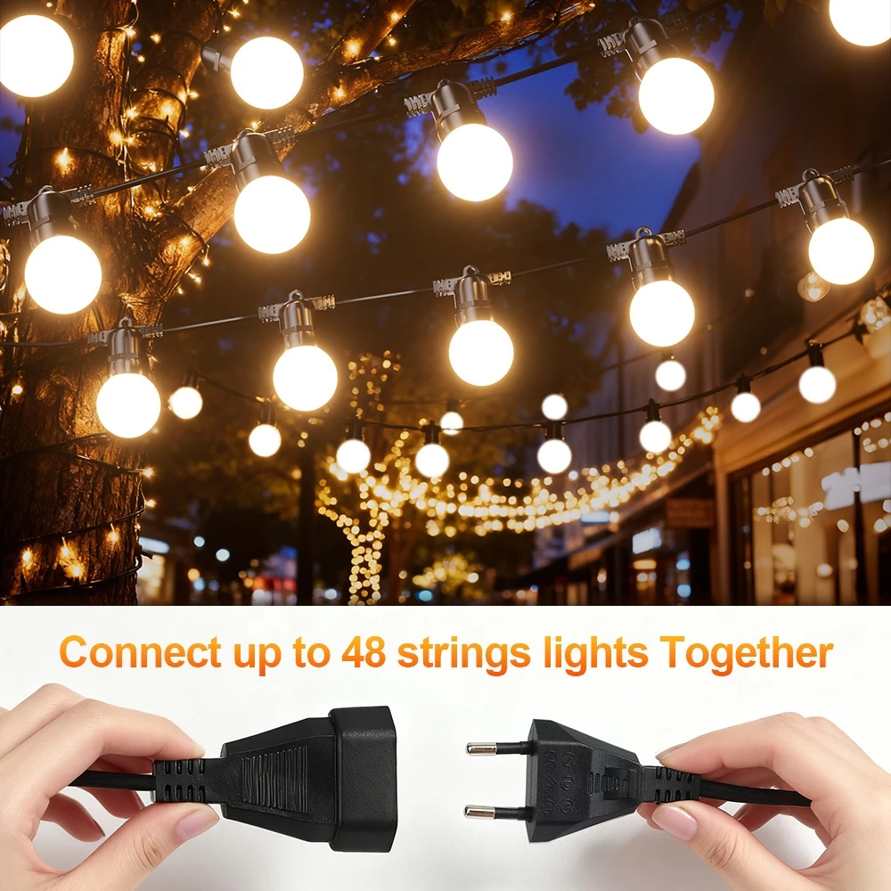 Đèn LED Dây Trang Trí G45 220V EU Plug, Chống Nước IP65, Đèn Treo Sân Vườn, Quán Cafe, Tiệc Cưới