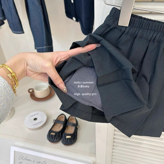 Set áo babydoll phối nơ kèm chân váy xếp ly cho bé gái
