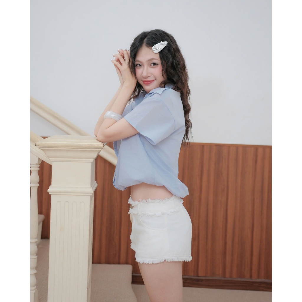 Áo Sơ Mi Nữ NUITEE SHIRT Phối Áo Balo Trắng Màu Pastel Năng Động SECODEE