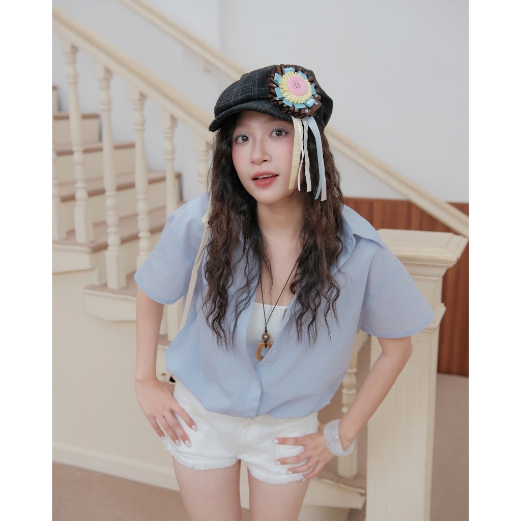 Áo Sơ Mi Nữ NUITEE SHIRT Phối Áo Balo Trắng Màu Pastel Năng Động SECODEE