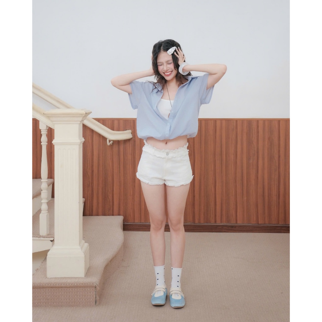Áo Sơ Mi Nữ NUITEE SHIRT Phối Áo Balo Trắng Màu Pastel Năng Động SECODEE
