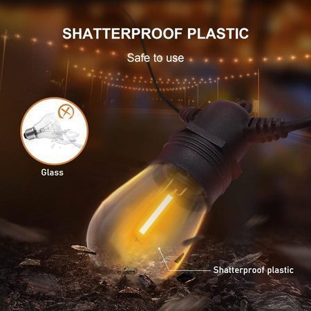 Dây đèn LED S14 Powdeom dài 10-30M, chống nước IP65,  đèn trang trí vườn, hàng rào, cắm trại