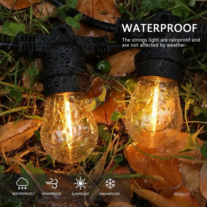 Dây đèn LED S14 Powdeom dài 10-30M, chống nước IP65,  đèn trang trí vườn, hàng rào, cắm trại
