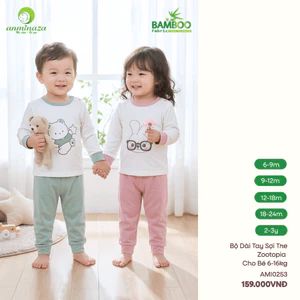 AMI0253 - Bộ Điều Hoà Dài Tay Zootopia Cho Bé Anminaza Vải Sợi Tre Petit Co Dãn Mềm Mịn
