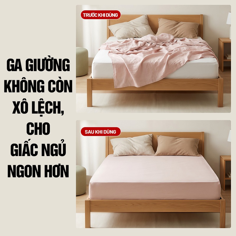 Kaleis Kẹp Giữ Ga Giường Chống Tuột Trong Suốt – Kẹp Cố Định Góc Ga Vô Hình, Giữ Ga Phẳng Lì – Set 4 Cái