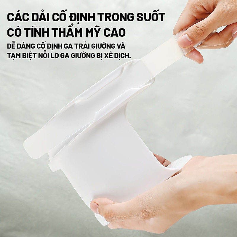 Kaleis Kẹp Giữ Ga Giường Chống Tuột Trong Suốt – Kẹp Cố Định Góc Ga Vô Hình, Giữ Ga Phẳng Lì – Set 4 Cái