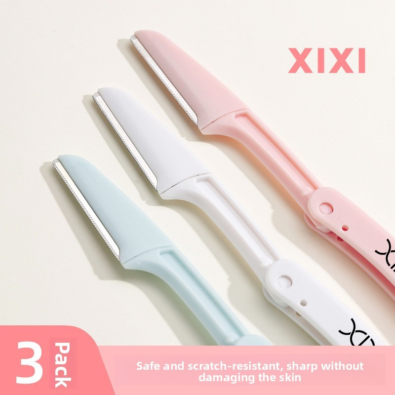 XIXI GJ102 Dao Cạo Chân Mày Gấp An Toàn, Dao Tỉa Lông Mày Không Rát Da, Dụng Cụ Trang Điểm Bộ 3