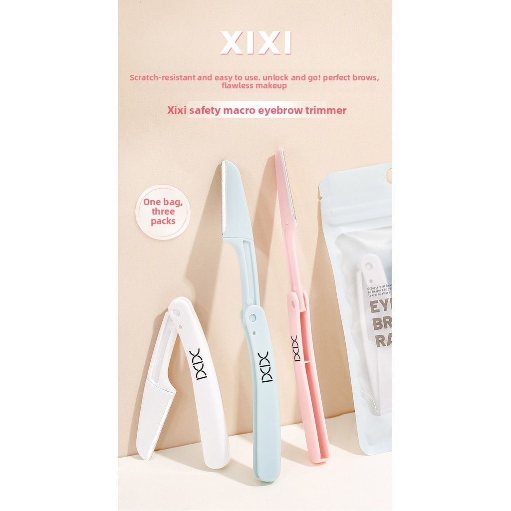XIXI GJ102 Dao Cạo Chân Mày Gấp An Toàn, Dao Tỉa Lông Mày Không Rát Da, Dụng Cụ Trang Điểm Bộ 3