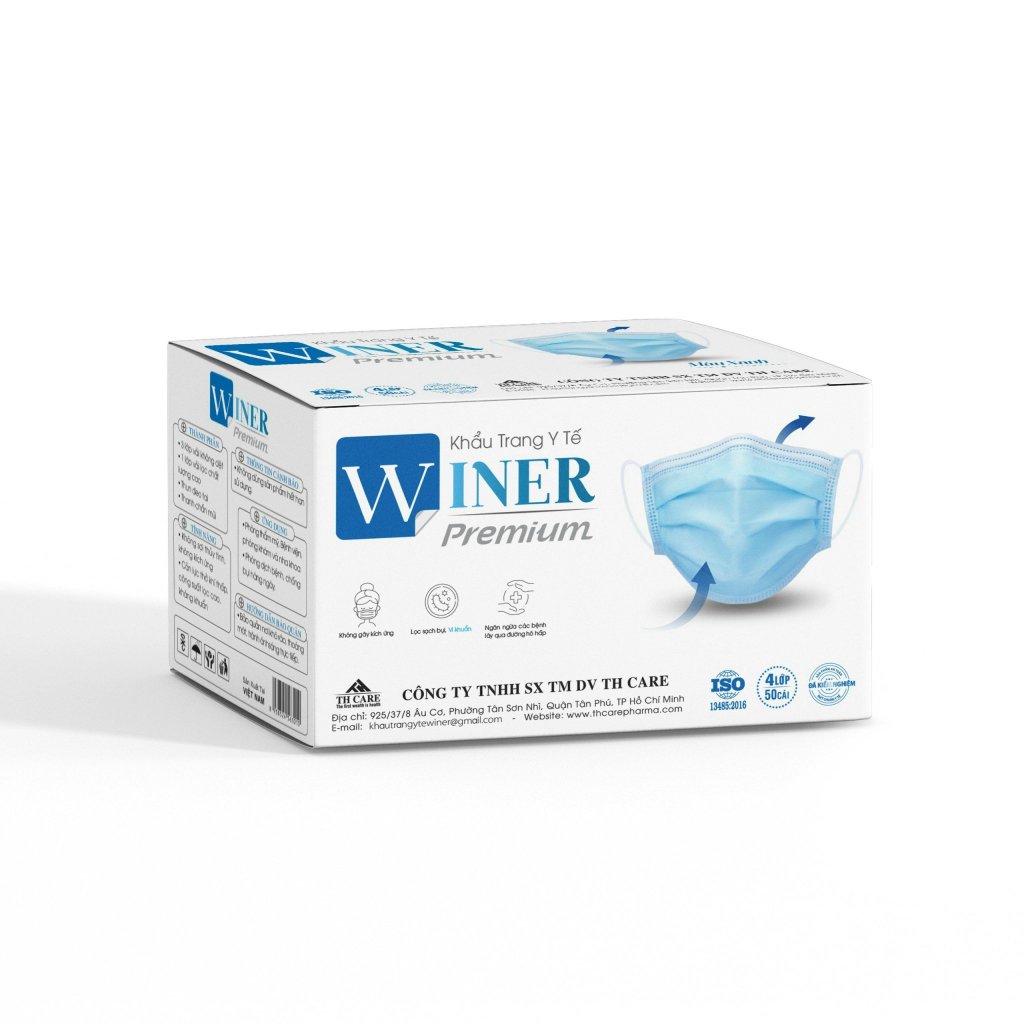 [Combo 10 hộp] Khẩu trang y tế 4 lớp WINER lọc khuẩn hiệu quả (50 cái/ hộp)