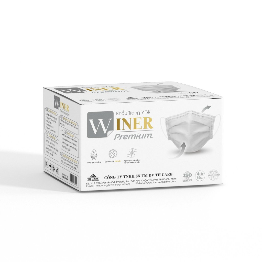 [Combo 10 hộp] Khẩu trang y tế 4 lớp WINER lọc khuẩn hiệu quả (50 cái/ hộp)