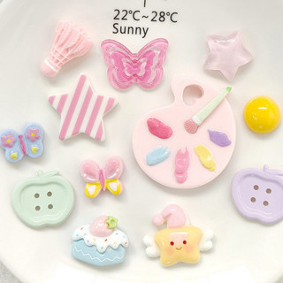 Set 12 Sticker, Charm 3D chủ đề Họa sĩ DIY Mita gắn Dép Sục, Cá Sấu JB-354
