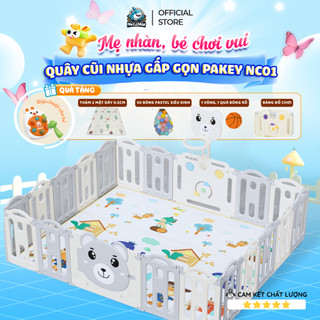 Quây Gấp Gọn Pakey Gấu NC01 Dày Dặn TẶNG BÓNG+THẢM+SET BÓNG RỔ+NÉM VÒNG, Quây Cho Bé Màu Sắc Sang Trọng Bảo Hành 2 Năm