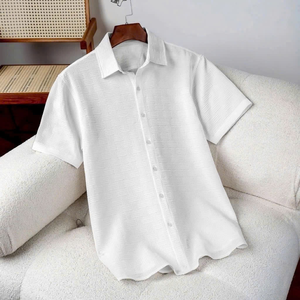 Áo Sơ Mi Cộc Tay Nam Thoáng Mát Mùa Hè Đi Chơi Đi Làm Chất Đũi Vân Mây Halley A45