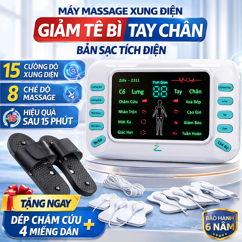 Máy Massage Bàn Chân Châm Cứu Không Dây, Máy Mát Xa Xung Điện Bấm Huyệt Z311 Giảm Đau Mỏi Cổ Vai Gáy Hiệu Quả