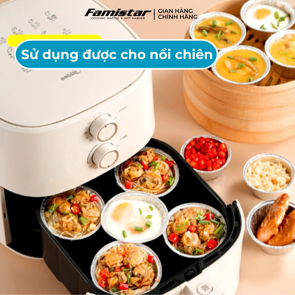 Combo 200 chén khay giấy bạc nướng FAMISTAR, khuôn làm bánh tart giấy bạc nướng GB