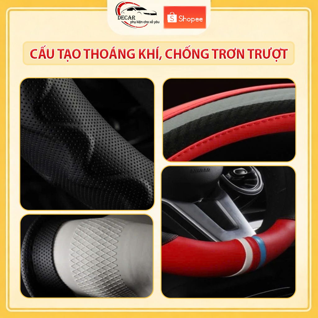 Bọc Vô Lăng Ô Tô DCUT Cho Xe Vinfast VF3 VF5 VF6 VF7 VF8 VF9 VFe34 Phong Cách Thể Thao Chống Trượt Bảo Vệ Vô Lăng