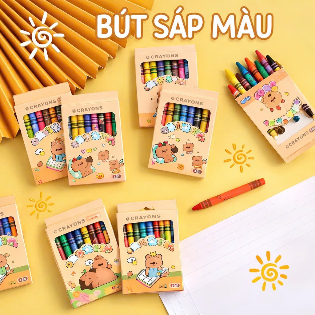 ( số 9.5K )Bút sáp màu 8 màu Capybara, bút màu sáp d dương cho bé