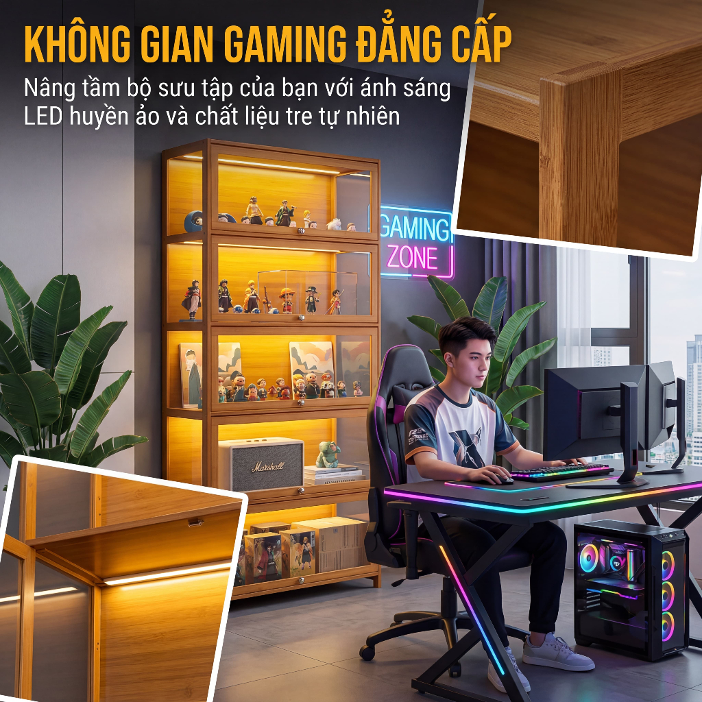 Tủ Trưng Kệ Tre Đa Năng 5 Tầng Chịu Lực Tốt Lý Tưởng Để Sách Đồ Chơi Sưu Tập Vật Phẩm Trang Trí