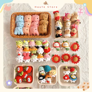 Móc Khoá Len Handmade Nấm Nhung Tổng Hợp Thập Cẩm Hình Thú Dễ Thương Mini Animal Haste Quà Tặng Bạn Bè
