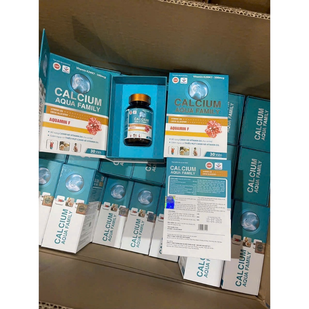 Canxi Aqua Family Aquamin F Chính Hãng Hộp 30 Viên - Viên uống Calcium + Vitamin D3K2 xương khớp chắc khỏe cao lớn