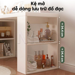 Nido Bàn Trang Điểm Góc Chữ L Xoay Linh Hoạt - Bàn Làm Việc Kèm Kệ Đa Năng Tiết Kiệm Diện Tích