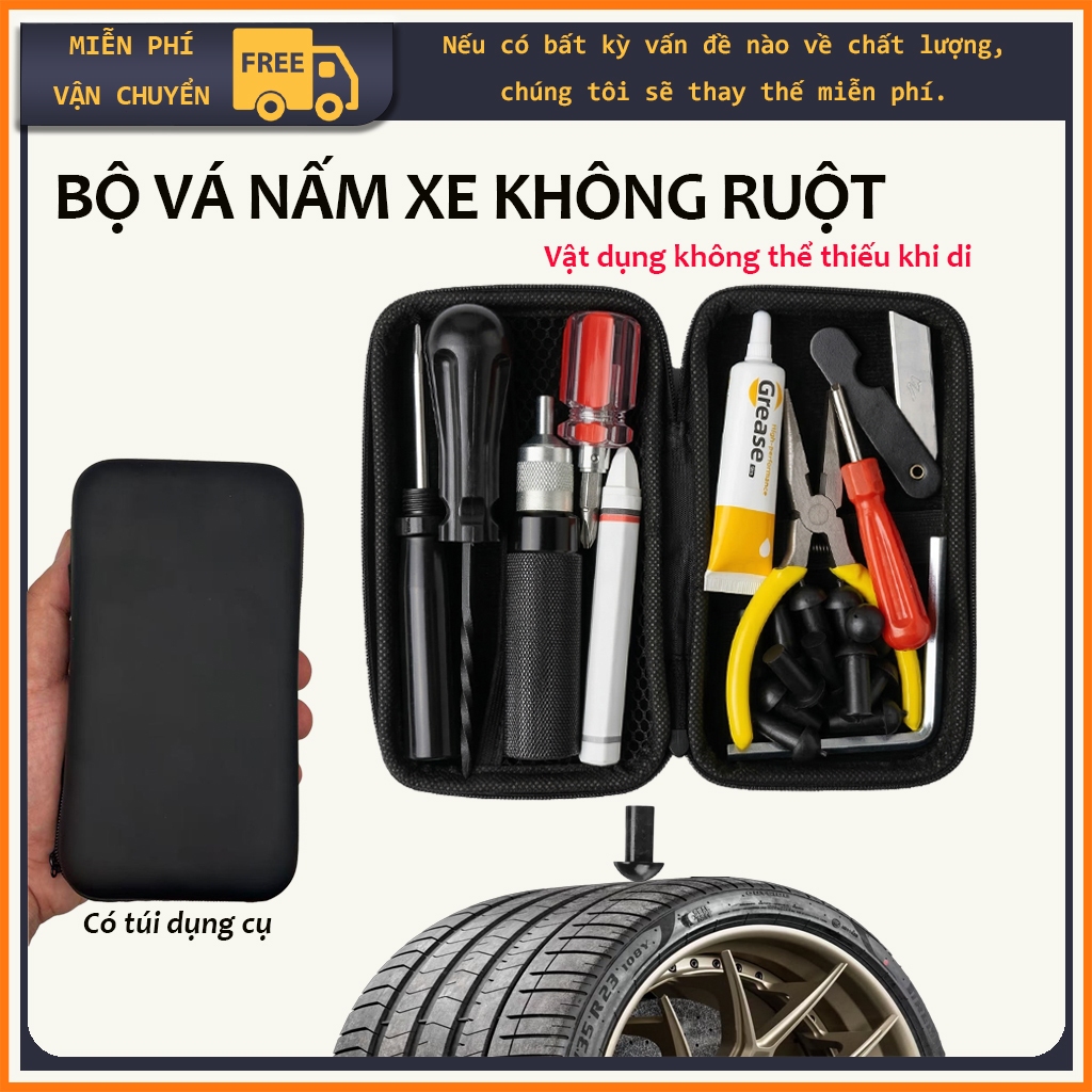 Bộ Vá Nấm Cho Xe Không Ruột - Vá Lốp Ô Tô, Xe Máy Không Cần Tháo