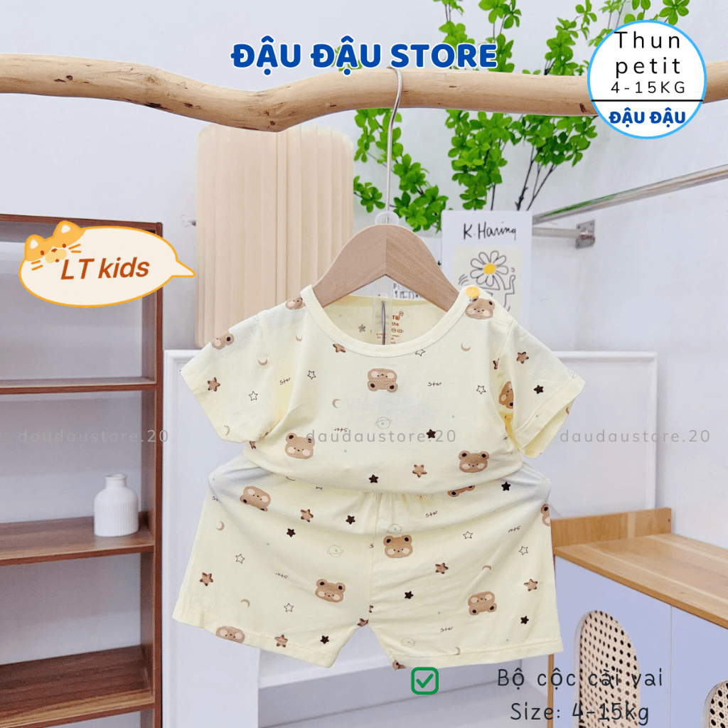 Set 2/3 Bộ Cộc Kem Cài Vai Petit mềm mịn in hoạ tiết cho bé trai bé gái size 4-15 kg Dk-CV10 Đậu Đậu Store
