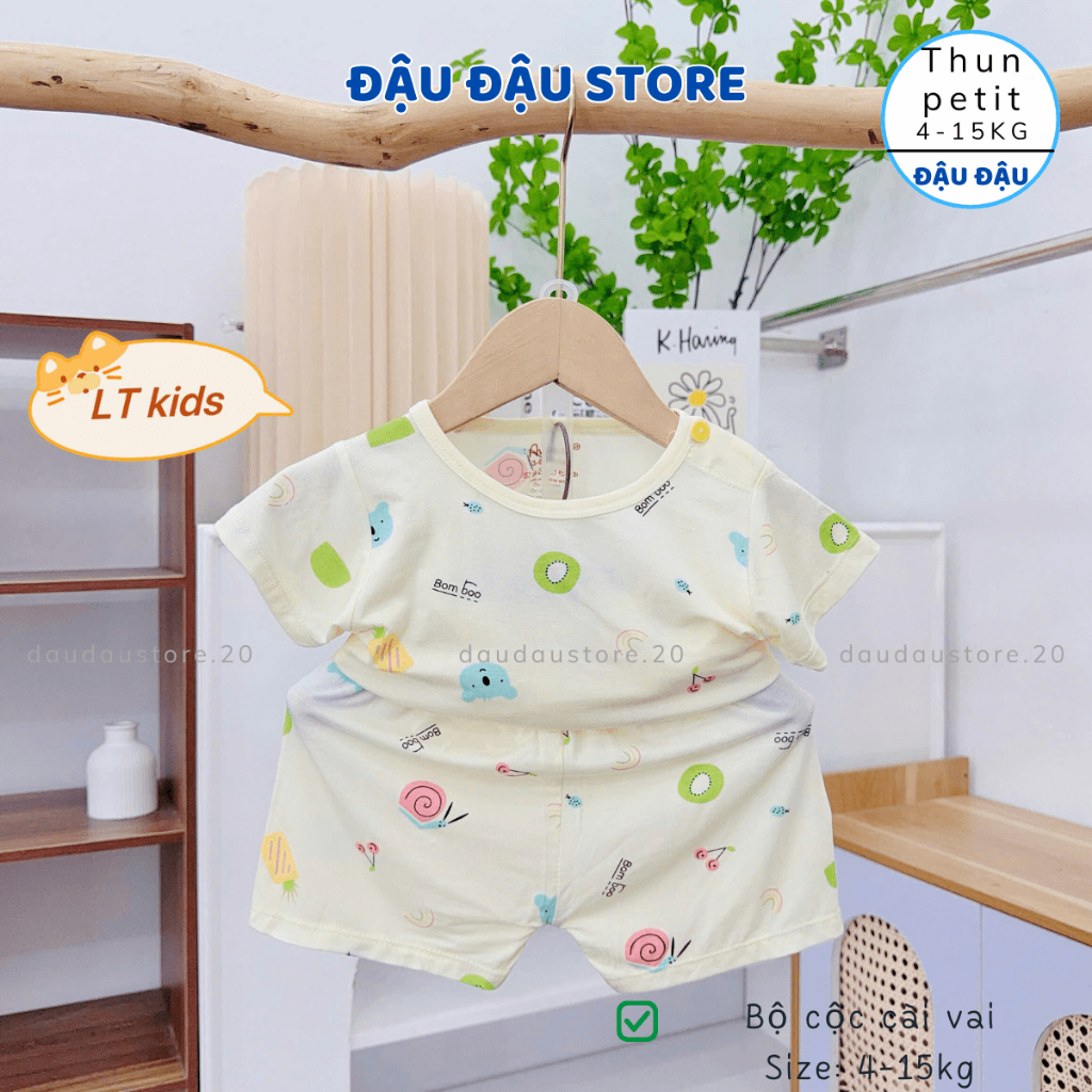 Set 2/3 Bộ Cộc Kem Cài Vai Petit mềm mịn in hoạ tiết cho bé trai bé gái size 4-15 kg Dk-CV10 Đậu Đậu Store