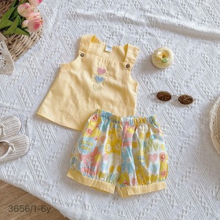 [8-26kg] Set Bộ Cổ Vuông Sát Nách Cho Bé Gái Chất Thô Lụa