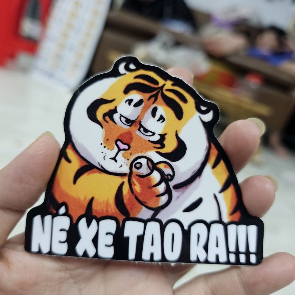 Tem logo sticker né xe tao ra cọp vui nhộn 7.5x8.5cm dán trang trí xe ...