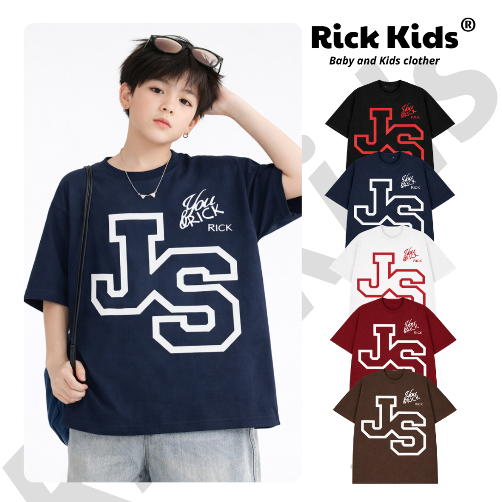 Áo Thun Cotton Cộc Tay Form Rộng Cho Bé JS Chất Liệu Thoát Mát Màu Sắc Đa Dạng - Rickkids