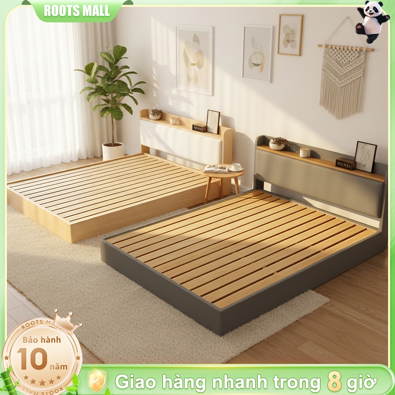 Giường Ngủ Gỗ Hiện Đại 2 Màu Sáng Xám, Kệ Đầu Giường Tiện Ích Phòng Ngủ Sang Trọng 1m2 1m5 1m8