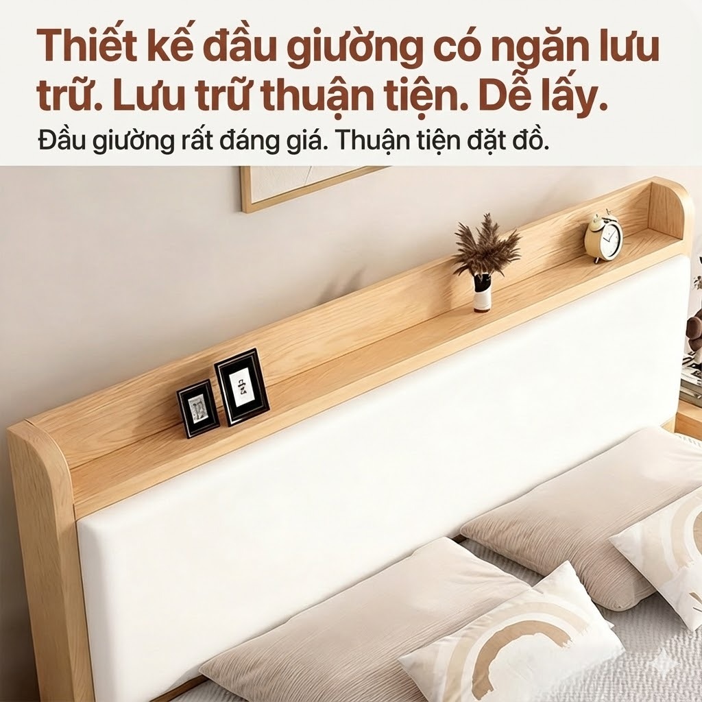 Giường Ngủ Phong Cách Bắc Âu Hiện Đại Màu Xám Màu Gỗ Tự Nhiên  Bảo Hành 10 Năm Chính Hãng