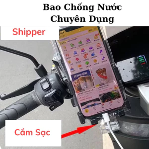 Túi Đựng Điện Thoại Chống Nước Có Cổng Sạc & Tai Nghe – Dùng Cho Shipper, Đi Mưa