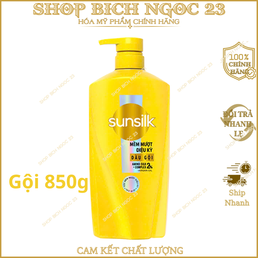 Dầu Gội Sunsilk suôn mượt óng ả, óng mượt rang ngời 850g