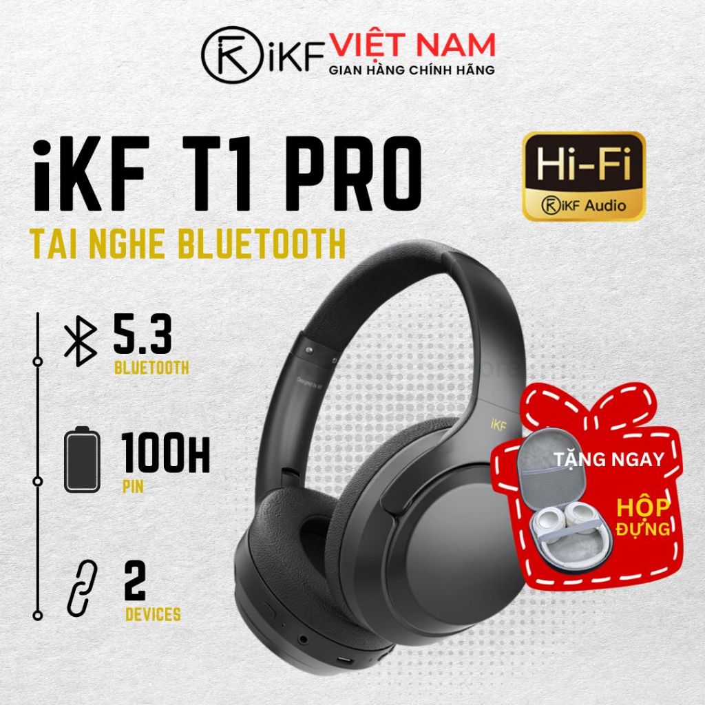 Tai nghe bluetooth iKF-T1 Pro, Âm bass mạnh mẽ, pin trâu 100Hkết nối 2 thiết bị - Bảo hành 12 tháng | BigBuy360 - bigbuy360.vn
