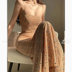 Đầm 2 dây body đuôi cá đính đá