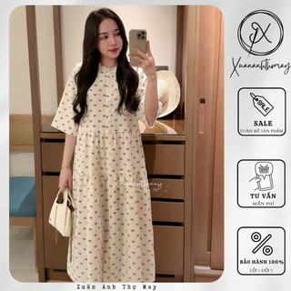 [ V3 ] Váy babydoll hoạ tiết nơ - Xuananhthomay